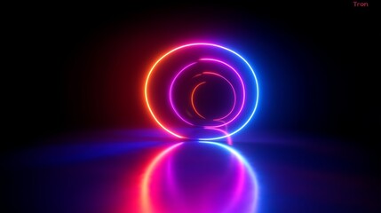 Poster - Futuristic Abstract Neon Background with Glowing Lines in Pink Blue and Orange for Minimalist Cyberpunk Wallpaper