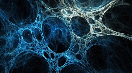 Abstract Blue Network Structure Cosmic Design