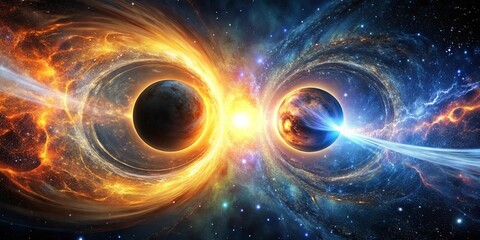 Wall Mural - cosmic dance of fire and light, where gravity's pull creates a stellar symphony