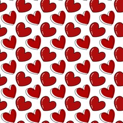 Poster - seamless pattern with hearts cartoon. illustration