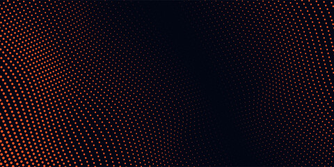 Wall Mural - Technology dark navy blue background with abstract orange halftone dot texture