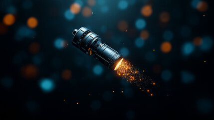Fototapete - futuristic rocket engine emitting sparks in cosmic background