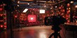 © Pech - A professional broadcast studio with soft, romantic lighting, decorated with subtle Valentine's Day-themed elements like hearts and roses.