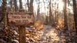 © Toqeer - A wooden signboard in a forest trail engraved with 'Happy New Year 2025.'