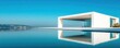 © Naput - Ultra-modern white structure on a reflective water surface, minimalist architectural concept emphasizing harmony and serenity