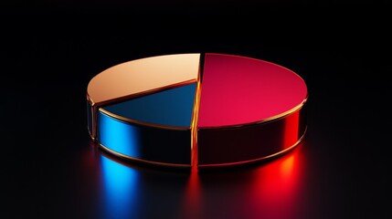 Poster - Colorful Pie Chart Reflection with 3D Effect on Dark Background