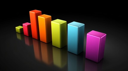Aufkleber - Colorful Bar Graph on Black Background with Reflection Effect