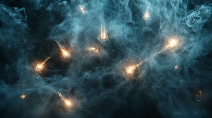 Fototapete - Ethereal Light Emissions Amidst Dark Smoky Background