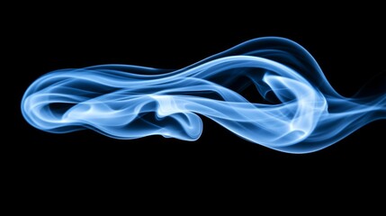Fototapete - Blue Smoke Wisps Flowing Gracefully Against Black Background