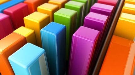 Poster - Colorful Vertical Blocks in a Symmetrical Arrangement Design