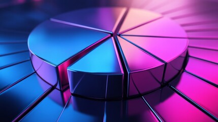 Poster - Colorful Pie Chart on Shiny Surface with Vibrant Gradient Lighting