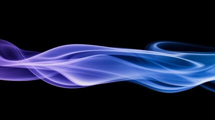Fototapete - Ethereal Flow of Light Blue and Purple Wisps on a Dark Background