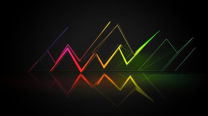 Fototapete - Colorful Abstract Lines with Reflection on Dark Background