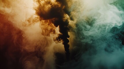 Poster - Colorful Smoke Swirls in Abstract Art with Dramatic Light Effects