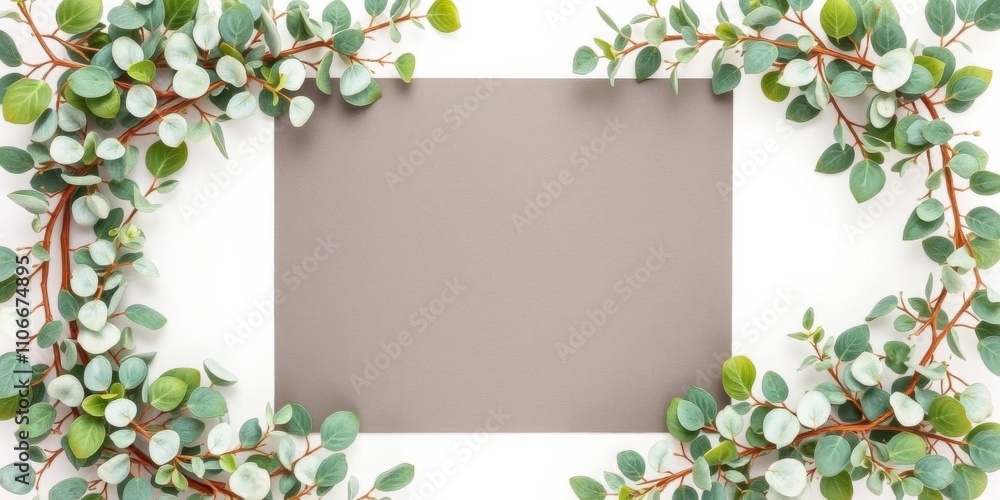 Stock-Illustration „Eucalyptus foliage greenery laurel wreath border ...