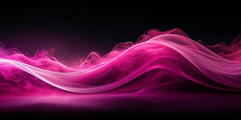 Wall Mural - abstract pink and white swirling smoke waves on dark background