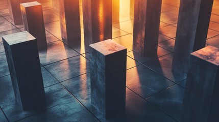 Poster - Abstract Composition of Geometric Shapes with Lighting Effects