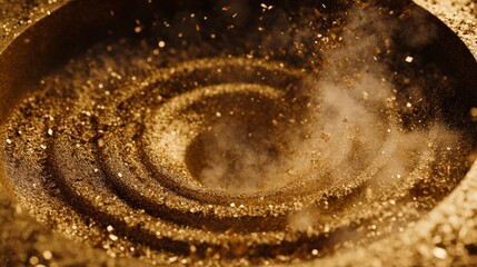 Poster - Golden Dust Swirls in a Circular Motion Creating a Magical Effect