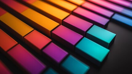 Fototapete - Colorful Abstract Bars in Vibrant Gradient Design on Black Background