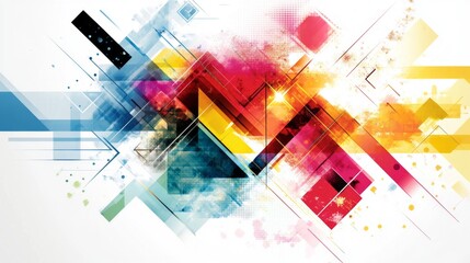 Leinwandbilder - Colorful Abstract Design with Geometric Shapes and Dynamic Patterns