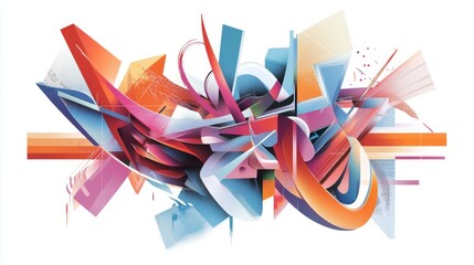 Fototapete - Abstract Colorful Shapes and Lines in Modern Art Style Design