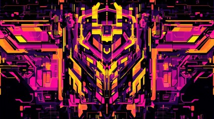 Aufkleber - Abstract Technology Pattern with Vivid Pink and Yellow Colors