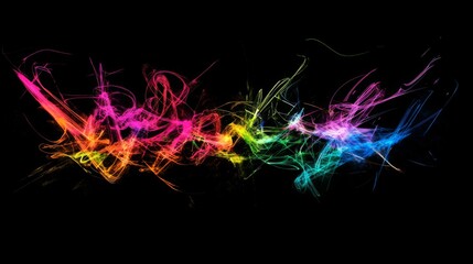 Fototapete - Vibrant Abstract Colorful Smoke Waves on Black Background