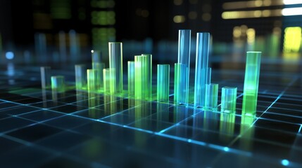 Poster - Vibrant Digital Data Visualization with Colorful 3D Bar Graphs