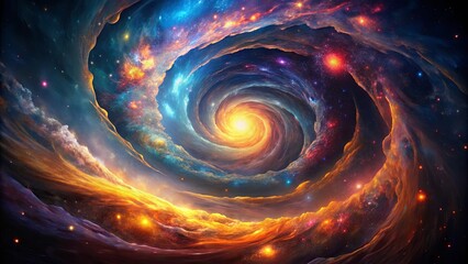 Wall Mural - Cosmic Spiral Nebula A Celestial Vortex of Vibrant Colors and Star Dust