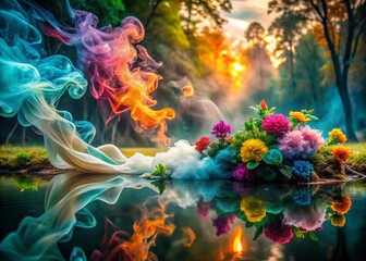 Wall Mural - Captivating Candid Photography of Smoke Patterns in Natural Settings, Showcasing Ethereal Swirls and Textures for Artistic and Atmospheric Visuals