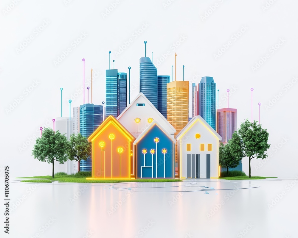Electricity grid optimization enhances energy efficiency. Colorful ...