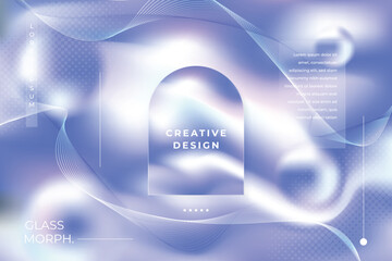 Morph Background Soft Gradient Colors with Window Shape Glass Effect Frame Title Text. Poster, Banner, Presentation, Wallpaper Mobile and Desktop