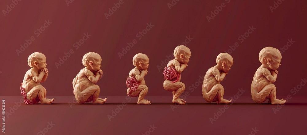 Prenatal Animation Ilustración de Stock Stages of fetal development shown in a series of ...
