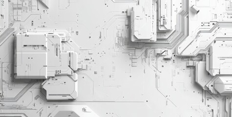 Seamless circuit board line vector pattern, with a white background, showcasing digital technology, innovation, and modern design. Highlight the complexity of electronic products.