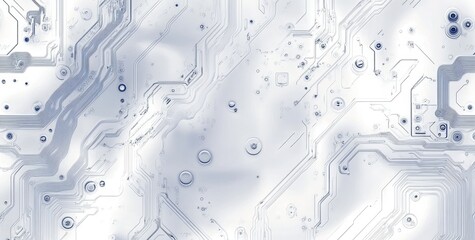 Seamless circuit board line vector pattern, with a white background, showcasing digital technology, innovation, and modern design. Highlight the complexity of electronic products.