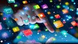 © JUST PURE PHOTOS - Fingers hover over a screen, interacting with vibrant app icons.  A digital world at your fingertips!