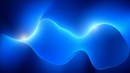 Poster - Abstract Digital Wallpaper with Wavy Glowing Lines on Deep Blue Background