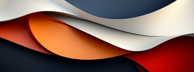 Leinwandbilder - Minimalist Abstract Business Background with Curved Shapes in Red and Orange