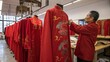 © Justlight - The tailor stands surrounded by a plethora of halffinished red garments each adorned with intricate patterns of dragons and phoenixes. The workshop is infused with a rich scent of