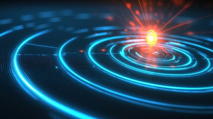 Wall Mural - a visual representation of a focus point, with concentric circles converging toward a center point, 