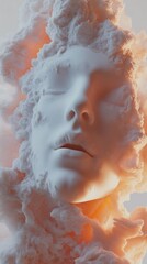 Wall Mural - Dreamlike Face Sculpture: A Surreal Digital Art