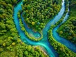 © kansak01 - Aerial View of a Meandering River Isolated on a Transparent Background, Perfect for Food Photography and Nature Illustrations