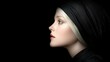 © Narongsag - Elegant Woman Profile Dark Background AI Art Feminine Beauty Portrait