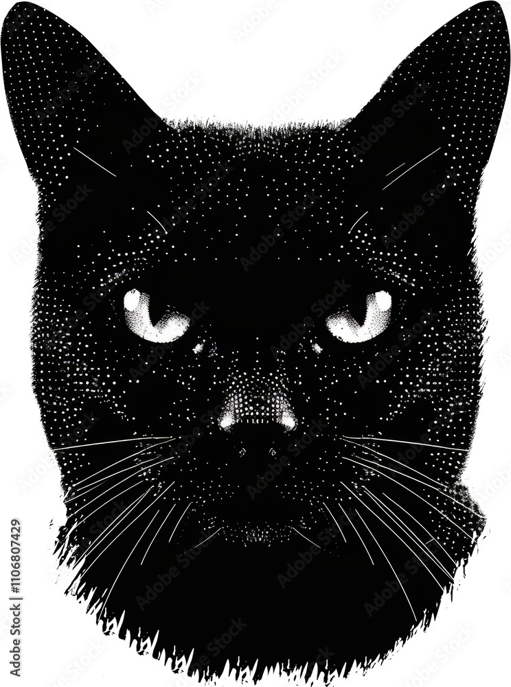 Gothic Black Cat halftone bitmap collage element, Gothic feline grunge ...