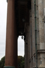 Wall Mural - granite columns and lanterns - decoration of the portico of the Orthodox Church of St. Isaac's Cathedral (Cathedral of St. Isaac of Dalmatia) in St. Petersburg