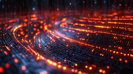 A digital background with code and computer screens, representing software development and coding in a futuristic style
