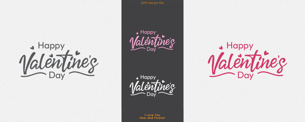 Wall Mural - happy valentine's day logo text with calligraphy style. isolated on white background. vector logo il