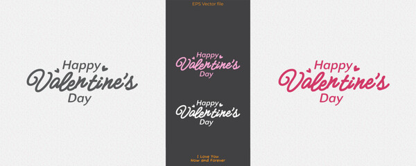 Wall Mural - valentine's day logo text with calligraphy style. isolated on white background. vector logo illustra