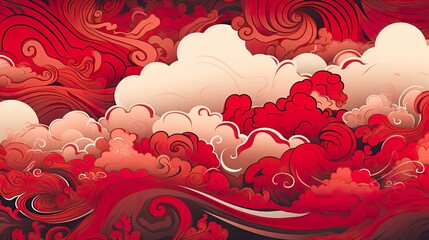 Wall Mural - chinese traditional background design with abstract pattern in red background chinese red textured p
