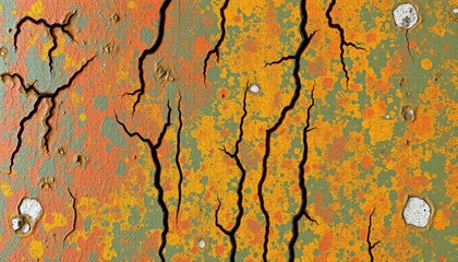 Old colourful grunge rustic cracked wall texture background, Generative Ai